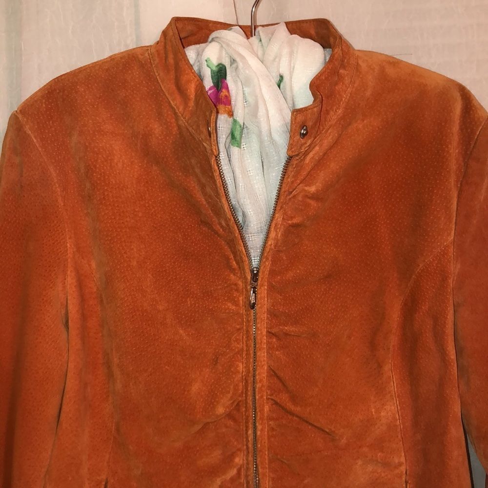 Wilsons Leather XL Burnt Orange Genuine Suede Leather Jacket - Picture 4 of 17
